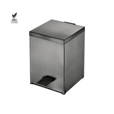 Χαρτοδοχείο Ορθογώνιο 5lt Soft Close (AISI 304) W18xD25xH26.5cm PVD Gun Metal Brushed Sanco Waste Bins 90677-PVD-05BR