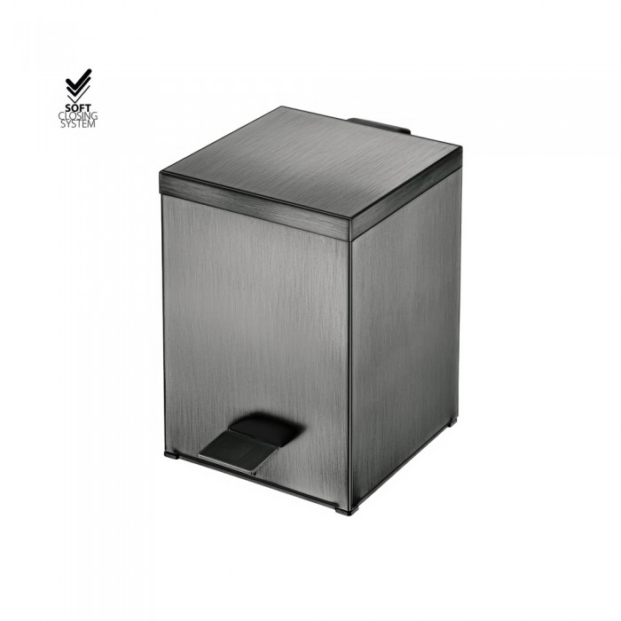 Χαρτοδοχείο Ορθογώνιο 5lt Soft Close (AISI 304) W18xD25xH26.5cm PVD Gun Metal Brushed Sanco Waste Bins 90677-PVD-05BR