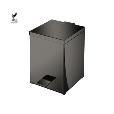 Χαρτοδοχείο Ορθογώνιο 5lt Soft Close (AISI 304) W18xD25xH26.5cm PVD Gun Metal Polished Sanco Waste Bins 90677-PVD-05PL