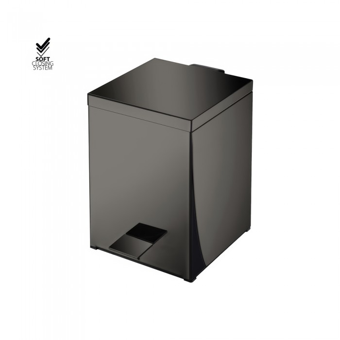 Χαρτοδοχείο Ορθογώνιο 5lt Soft Close (AISI 304) W18xD25xH26.5cm PVD Gun Metal Polished Sanco Waste Bins 90677-PVD-05PL
