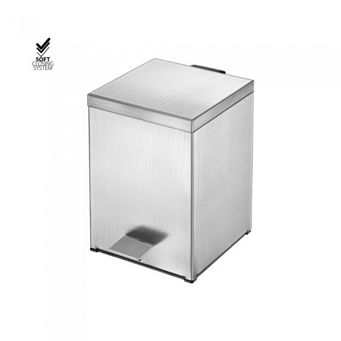 Χαρτοδοχείο Ορθογώνιο 5lt Soft Close (AISI 304) W18xD25xH26.5cm PVD Nickel Steel Sanco Waste Bins 90677-PVD-11BR