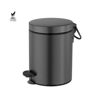 Χαρτοδοχείο 5lt Soft Close (AISI 304) Ø20.5xH28cm Graphite Dark Sanco Waste Bins 90680-122