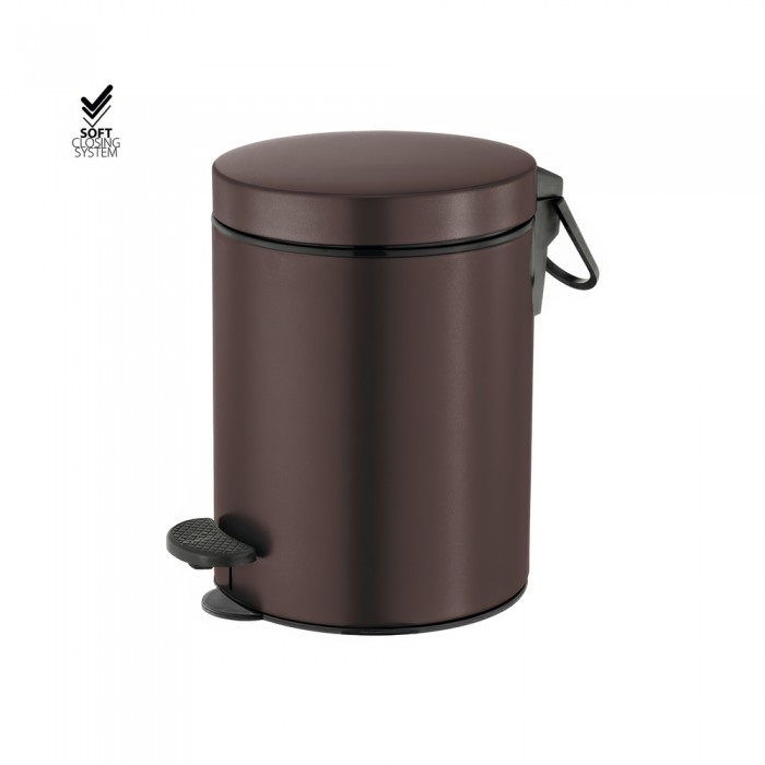 Χαρτοδοχείο 5lt Soft Close (AISI 304) Ø20.5xH28cm Wenge Grained Sanco Waste Bins 90680-A75