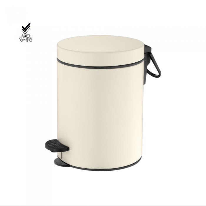 Χαρτοδοχείο 5lt Soft Close (AISI 304) Ø20.5xH28cm Beige Mat Sanco Waste Bins 90680-M102