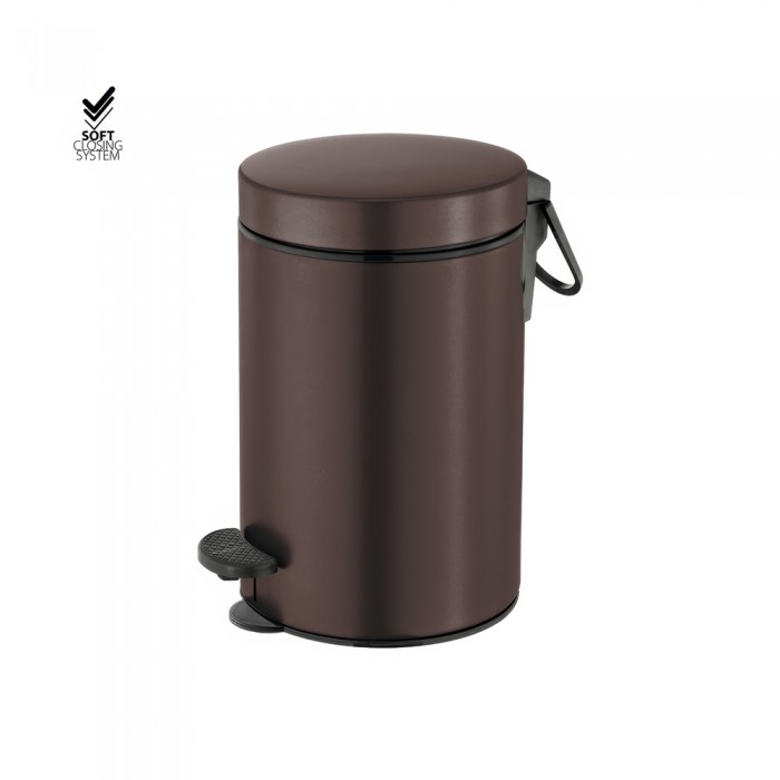 Χαρτοδοχείο 3lt Soft Close (AISI 304) Ø17xH28cm Wenge Grained Sanco Waste Bins 90689-A75