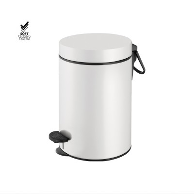 Χαρτοδοχείο 3lt Soft Close (AISI 304) Ø17xH28cm White Mat Sanco Waste Bins 90689-M101