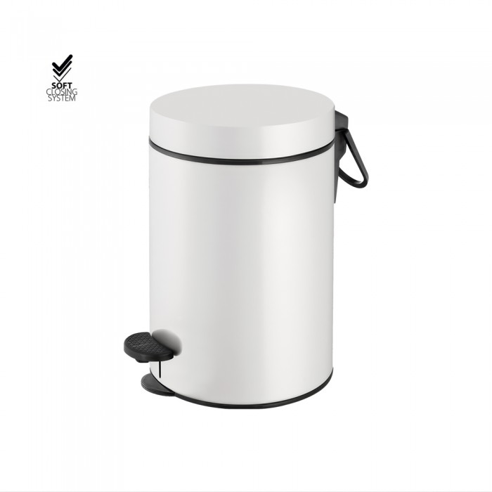 Χαρτοδοχείο 3lt Soft Close (AISI 304) Ø17xH28cm White Mat Sanco Waste Bins 90689-M101