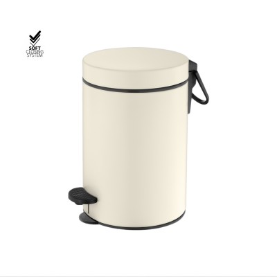 Χαρτοδοχείο 3lt Soft Close (AISI 304) Ø17xH28cm Beige Mat Sanco Waste Bins 90689-M102
