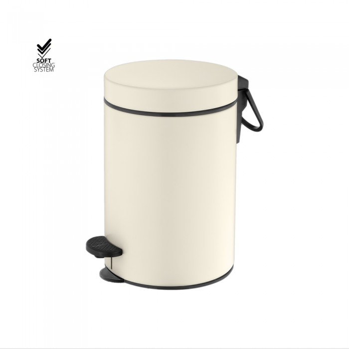 Χαρτοδοχείο 3lt Soft Close (AISI 304) Ø17xH28cm Beige Mat Sanco Waste Bins 90689-M102