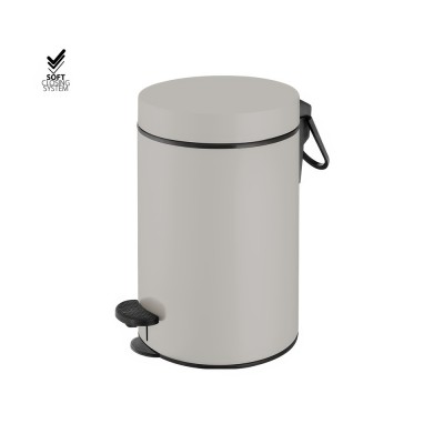 Χαρτοδοχείο 3lt Soft Close (AISI 304) Ø17xH28cm Cement Gray Mat Sanco Waste Bins 90689-M104