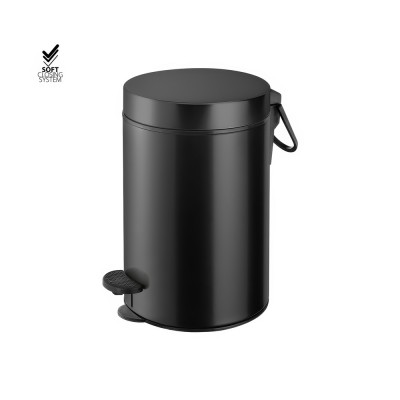Χαρτοδοχείο 3lt Soft Close (AISI 304) Ø17xH28cm Black Mat Sanco Waste Bins 90689-M116