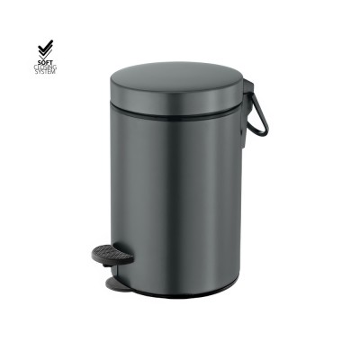 Χαρτοδοχείο 3lt Soft Close (AISI 304) Ø17xH28cm Anthracite Grained Sanco Waste Bins 90689-M118