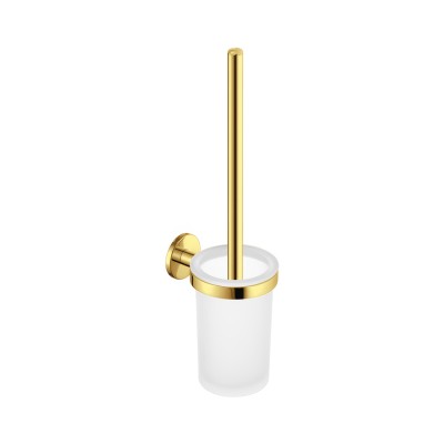 Πιγκάλ Επιτοίχιο W9xD12xH37cm PVD Golden Brass Polished Sanco Toilet Brush Holders 91595-PVD-02PL