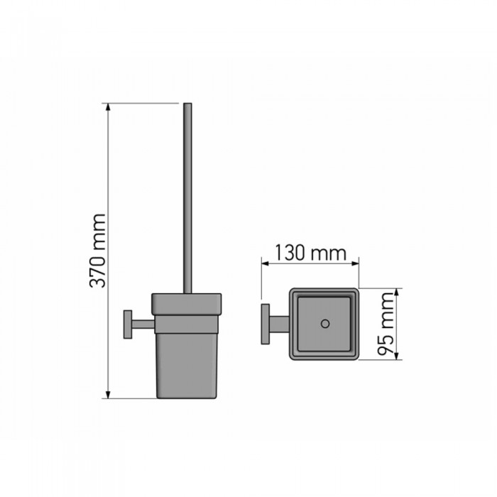 Πιγκάλ Επιτοίχιο W9.5xD13xH37cm PVD Gun Metal Polished Sanco Toilet Brush Holders 91596-PVD-05PL