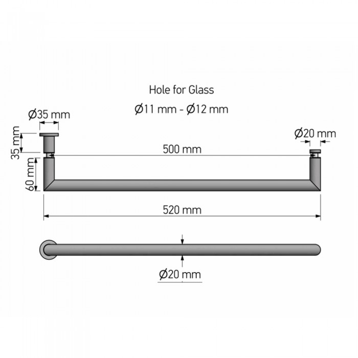 Λαβή - Πετσετοθήκη για τζάμι W52xD6cm Beige Mat Sanco Glass Door Accessories GL0715-M102