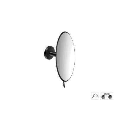 Επιτοίχιος Μεγεθυντικός Καθρέπτης x3 Ø20xD12cm Black Mat Sanco Cosmetic mirrors MR-702-M116