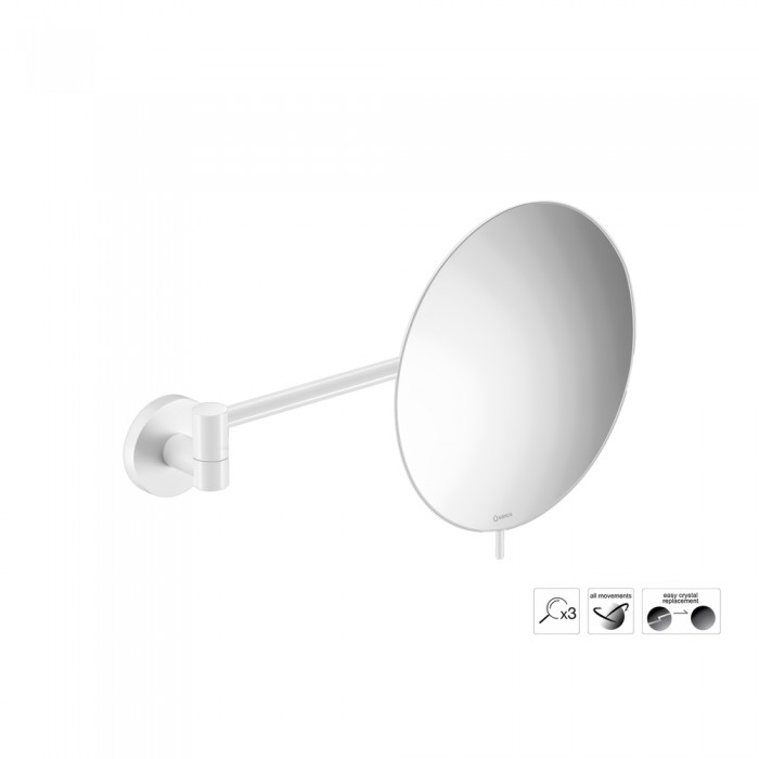 Επιτοίχιος Μεγεθυντικός Καθρέπτης x3 Ø20xD31cm White Mat Sanco Cosmetic mirrors MR-705-M101