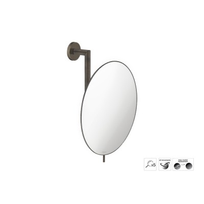 Επιτοίχιος Μεγεθυντικός Καθρέπτης x5 Ø25xD13xH30cm Dark Bronze Mat Sanco Cosmetic mirrors MR-764-DM25