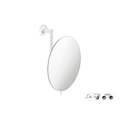 Επιτοίχιος Μεγεθυντικός Καθρέπτης x5 Ø25xD13xH30cm White Mat Sanco Cosmetic mirrors MR-764-M101
