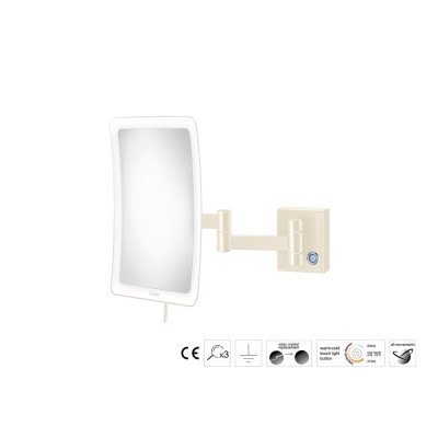 Επιτοίχιος Μεγεθυντικός Καθρέπτης x3 με LED (Διπλό βραχίονα) W18xD32.5xΗ24cm Beige Mat Sanco LED Cosmetic mirrors MRLED-301-M102