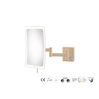 Επιτοίχιος Μεγεθυντικός Καθρέπτης x3 με LED (Διπλό βραχίονα) W18xD32.5xΗ24cm Mocha Mat Sanco LED Cosmetic mirrors MRLED-301-M103