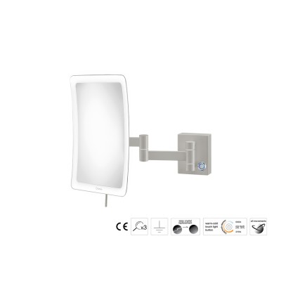 Επιτοίχιος Μεγεθυντικός Καθρέπτης x3 με LED (Διπλό βραχίονα) W18xD32.5xΗ24cm Cement Gray Mat Sanco LED Cosmetic mirrors MRLED-301-M104
