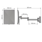 Επιτοίχιος Μεγεθυντικός Καθρέπτης x3 με LED (Διπλό βραχίονα) W18xD32.5xΗ24cm Graphite Dark Sanco LED Cosmetic mirrors MRLED-301-122