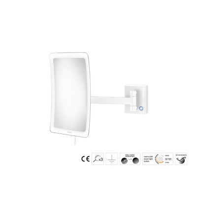 Επιτοίχιος Μεγεθυντικός Καθρέπτης x3 με LED W18xD27.5xH24cm White Mat Sanco LED Cosmetic mirrors MRLED-305-M101
