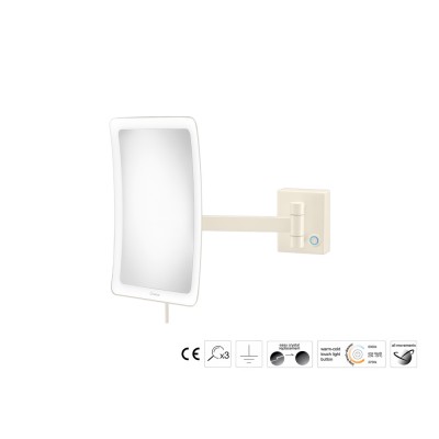 Επιτοίχιος Μεγεθυντικός Καθρέπτης x3 με LED W18xD27.5xH24cm Beige Mat Sanco LED Cosmetic mirrors MRLED-305-M102