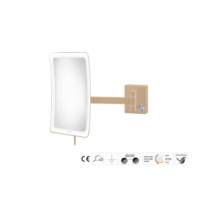 Επιτοίχιος Μεγεθυντικός Καθρέπτης x3 με LED W18xD27.5xH24cm Mocha Mat Sanco LED Cosmetic mirrors MRLED-305-M103