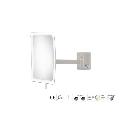 Επιτοίχιος Μεγεθυντικός Καθρέπτης x3 με LED W18xD27.5xH24cm Cement Gray Mat Sanco LED Cosmetic mirrors MRLED-305-M104