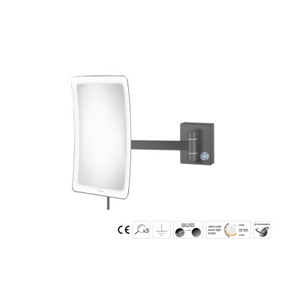 Επιτοίχιος Μεγεθυντικός Καθρέπτης x3 με LED W18xD27.5xH24cm Anthracite Grained Sanco LED Cosmetic mirrors MRLED-305-M118