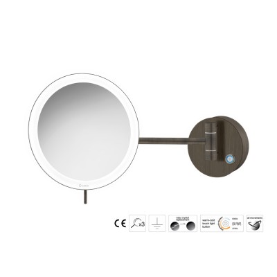 Επιτοίχιος Μεγεθυντικός Καθρέπτης x3 με LED Ø20xD33.5cm Dark Bronze Mat Sanco LED Cosmetic mirrors MRLED-705-DM25