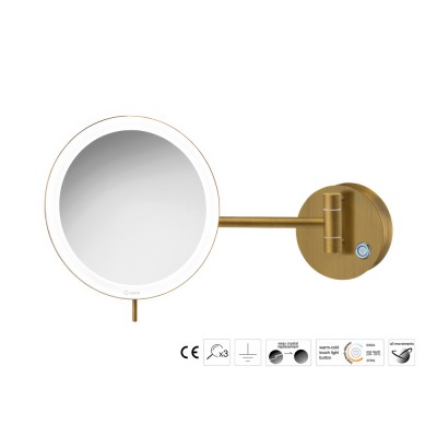 Επιτοίχιος Μεγεθυντικός Καθρέπτης x3 με LED Ø20xD33.5cm Bronze Mat Sanco LED Cosmetic mirrors MRLED-705-M25