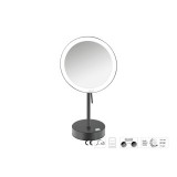 Επικαθήμενος Μεγεθυντικός Καθρέπτης x3 με LED με μπαταρίες Ø20xD12xΗ36.5cm Graphite Dark Sanco LED Cosmetic mirrors MRLED-903-122