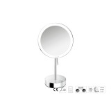 Επικαθήμενος Μεγεθυντικός Καθρέπτης x3 με LED με μπαταρίες Ø20xD12xΗ36.5cm Chrome Sanco LED Cosmetic mirrors MRLED-903-A03