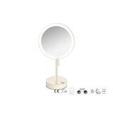 Επικαθήμενος Μεγεθυντικός Καθρέπτης x3 με LED με μπαταρίες Ø20xD12xΗ36.5cm Beige Mat Sanco LED Cosmetic mirrors MRLED-903-M102