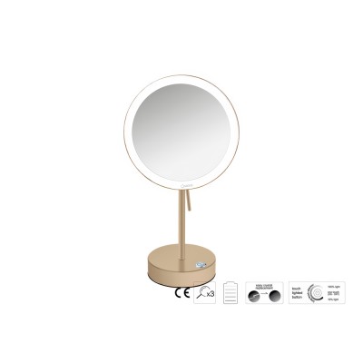 Επικαθήμενος Μεγεθυντικός Καθρέπτης x3 με LED με μπαταρίες Ø20xD12xΗ36.5cm Mocha Mat Sanco LED Cosmetic mirrors MRLED-903-M103