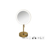 Επικαθήμενος Μεγεθυντικός Καθρέπτης x3 με LED με μπαταρίες Ø20xD12xΗ36.5cm Bronze Mat Sanco LED Cosmetic mirrors MRLED-903-M25