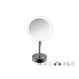 Επικαθήμενος Μεγεθυντικός Καθρέπτης x3 με LED με μπαταρίες Ø20xD12xΗ36.5cm PVD Gun Metal Brushed Sanco LED Cosmetic mirrors MRLED-903-PVD-05BR