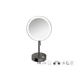 Επικαθήμενος Μεγεθυντικός Καθρέπτης x3 με LED με μπαταρίες Ø20xD12xΗ36.5cm PVD Gun Metal Polished Sanco LED Cosmetic mirrors MRLED-903-PVD-05PL