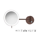 Επιτοίχιος Μεγεθυντικός Καθρέπτης x3 με LED (Φόρτιση με USB) Ø20xD33.5cm Wenge Grained Sanco LED Cosmetic mirrors MRLED-905-A75