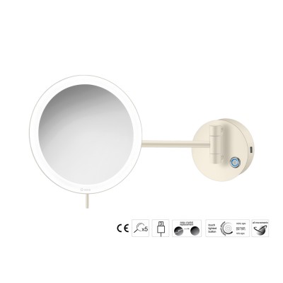 Επιτοίχιος Μεγεθυντικός Καθρέπτης x3 με LED (Φόρτιση με USB) Ø20xD33.5cm Beige Mat Sanco LED Cosmetic mirrors MRLED-905-M102