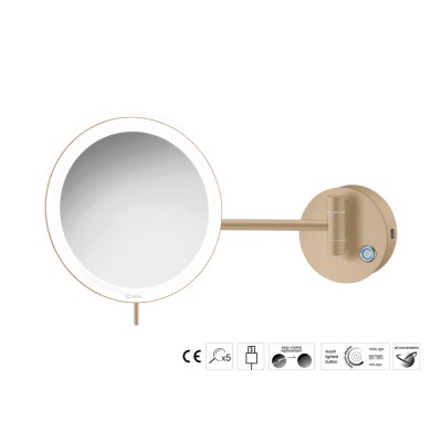 Επιτοίχιος Μεγεθυντικός Καθρέπτης x3 με LED (Φόρτιση με USB) Ø20xD33.5cm Mocha Mat Sanco LED Cosmetic mirrors MRLED-905-M103