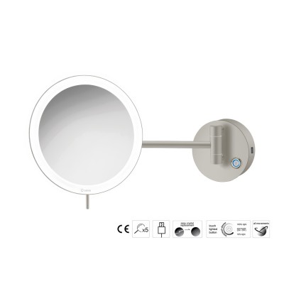 Επιτοίχιος Μεγεθυντικός Καθρέπτης x3 με LED (Φόρτιση με USB) Ø20xD33.5cm Cement Gray Mat Sanco LED Cosmetic mirrors MRLED-905-M104