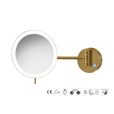 Επιτοίχιος Μεγεθυντικός Καθρέπτης x3 με LED (Φόρτιση με USB) Ø20xD33.5cm Bronze Mat Sanco LED Cosmetic mirrors MRLED-905-M25