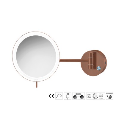 Επιτοίχιος Μεγεθυντικός Καθρέπτης x3 με LED (Φόρτιση με USB) Ø20xD33.5cm Rame Mat Sanco LED Cosmetic mirrors MRLED-905-M26
