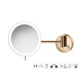 Επιτοίχιος Μεγεθυντικός Καθρέπτης x3 με LED (Φόρτιση με USB) Ø20xD33.5cm PVD Warm Bronze Polished Sanco LED Cosmetic mirrors MRLED-905-PVD-01PL