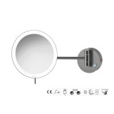Επιτοίχιος Μεγεθυντικός Καθρέπτης x3 με LED (Φόρτιση με USB) Ø20xD33.5cm PVD Gun Metal Brushed Sanco LED Cosmetic mirrors MRLED-905-PVD-05BR