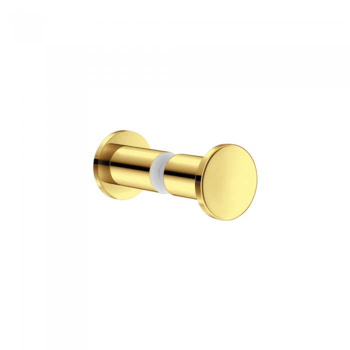 Διπλό Πόμολο - Άγκιστρο για τζάμι Ø3.5xD3.5cm PVD Golden Brass Polished Sanco Glass Door Accessories SET-GL0670-PVD-02PL